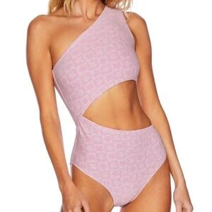 NWOT Beach Riot Celine One Piece Mod Flower Check Size Large light pink